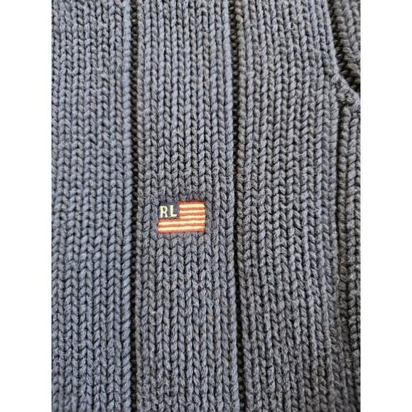 Vtg RALPH LAUREN Polo Jeans Sweater Men's XL Blue Pullover RL USA Flag Heavy - Picture 4 of 9
